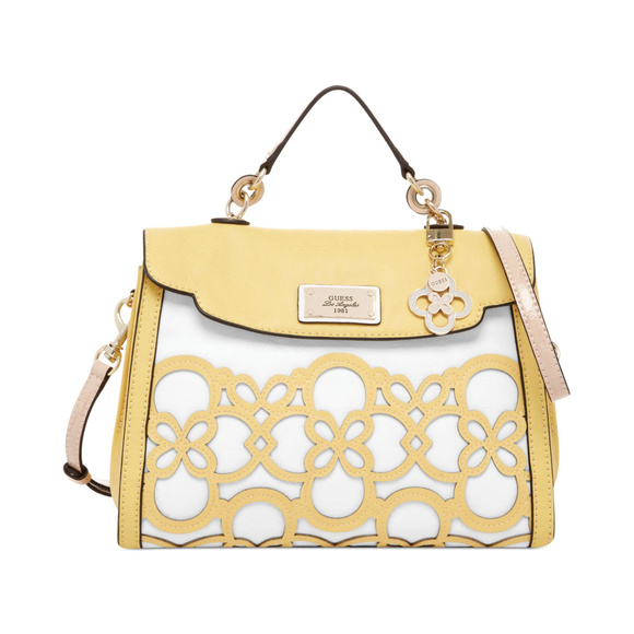 Guess Handbags - NWT Guess Dayz White & Yellow Bag w/ Floral Cutout